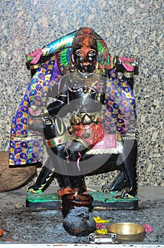 Beautiful view of the idol of Kaal Bhairav Baba in India