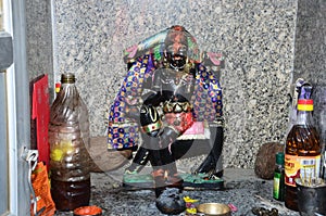 Beautiful view of the idol of Kaal Bhairav Baba in India