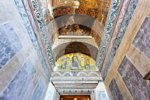 Beautiful view inside the Hagia Sophia Mosque in Istanbul