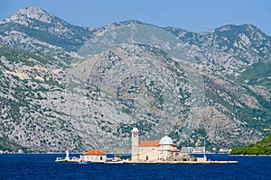 Island of Our Lady on Reef near town Perast in Bay of Kotor, Montenegro