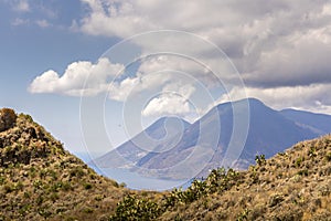 Beautiful view of the island of Vulcano from the island of Lipari