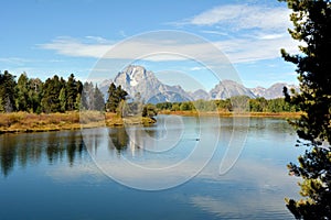 Beautiful view of Jackson Lake in the Jackson Hole Valley in the Grand Teton park.