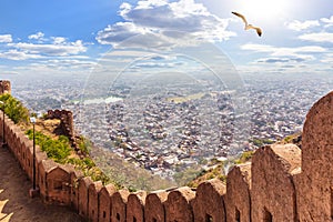 Beautiful view in Jaipur from Nangarhar Fort, India