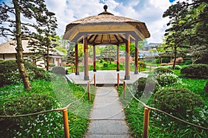 Beautiful view of Japanese Garden at Planten un Blomen, is an urban park in Hamburg