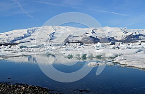 Beautiful View of Jokulsarlon Iceland with Water and Iceburgs