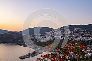 Beautiful view of Kalkan town and the Mediterranean sea, Turkey photo