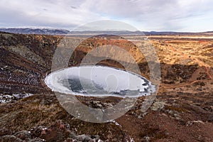 Beautiful view of Kerid Crater Iceland