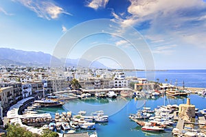 Beautiful view of the Kyrenia Bay in Kyrenia Girne, North Cyprus