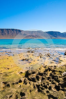 Beautiful view from la Graciosa Island on Lanzarote coast in Canary Islands