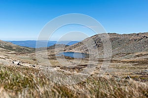 Beautiful view of Lake Cootapatamba near the summit of Mount Kosciuszko 2228m above sea leavel in the Snowy Mountains range, New