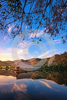 Beautiful view of lake (Khao wong resevoir) in morning.