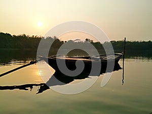 Beautiful view of lake and nature in sun set, Magura, Bangladesh