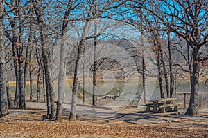 Beautiful view of Lake Texoma`s Picnic Area in Kingston, Bryon County, Oklahoma