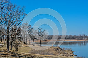 Beautiful view of Lake Texoma`s Picnic Area in Kingston, Bryon County, Oklahoma