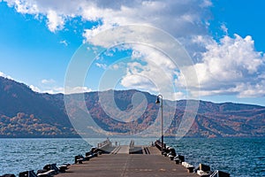 Beautiful view from Lake Towada lakeside pier