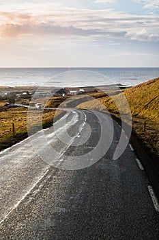 Beautiful view and landscape of countryside road in Iceland with