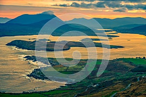 Landscape seascape sunrise morning sunlight Valentia Island  Cromwell Point Lighthouse Portmagee Ring ok Kerry Ireland photo