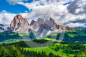 Beautiful view of The Langkofel group of the Dolomites