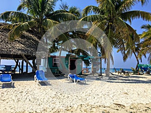 The beautiful view of laughing bird caye, a tiny tropical island in the carribean off the coast of Belize