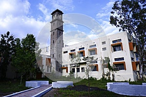 Beautiful view of Library clock tower building in Gulbarga University campus