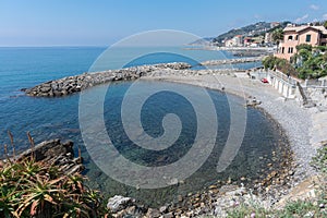 Beautiful view of the Ligurian coast of Ponente in Imperia Province, Italy photo