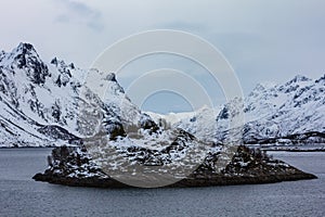 Beautiful view of lofoten islands in winter time
