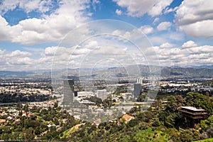 Beautiful view of Los Angeles city from Hollywood Hills and Sunset Blvd