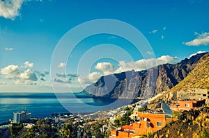 Beautiful view of Los Gigantes. Sunset landscape background. Tenerife, Canary Islands, Spain