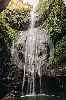 Beautiful view of Madakaripura waterfalls in Java, Indonesia.