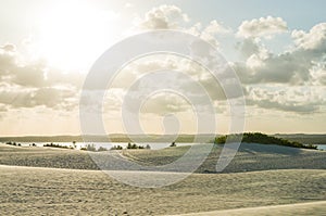 Beautiful view of Mangue Seco in Bahia, small fisherman`s beach