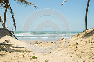 Beautiful view of Mangue Seco in Bahia, small fisherman`s beach