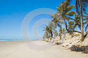 Beautiful view of Mangue Seco in Bahia, small fisherman`s beach