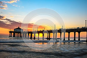 Beautiful view of a Manhattan Beach Pier during sunset