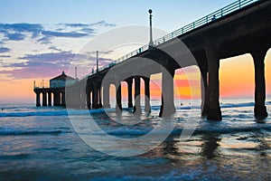 Beautiful view of a Manhattan Beach Pier during sunset