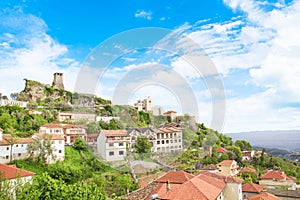 Beautiful view of the medieval town of Kruja at the top of the Sary-Saltiki mountain in Albania photo