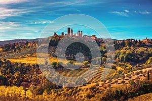 Beautiful view of the medieval town of San Gimignano, Tuscany, I