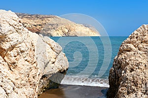 Beautiful view of the Mediterranean Sea through the rocks