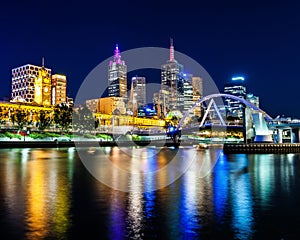 A beautiful view of Melbourne downtown across the Yarra river at