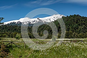 Beautiful view of Mocho volcano country landscape in Choshuenco photo