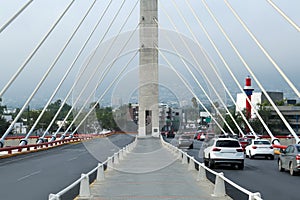 Beautiful view of modern bridge in city photo