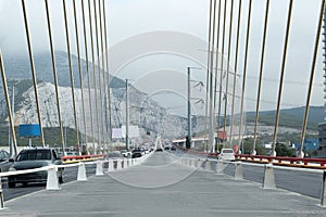 Beautiful view of modern bridge in city photo