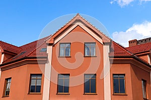 Beautiful view of modern house against blue sky