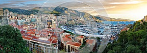 Beautiful view of the Monte Carlo and La Condamine quarters in the Principality of Monaco