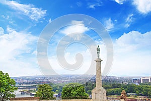 Beautiful view of the monument to the Winner near the Belgrade Fortress in Belgrade, Serbia