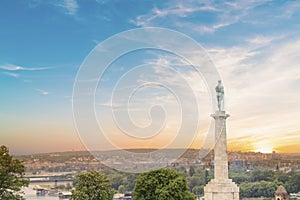 Beautiful view of the monument to the Winner near the Belgrade Fortress in Belgrade, Serbia