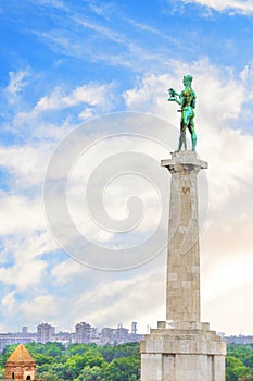 Beautiful view of the monument to the Winner near the Belgrade Fortress in Belgrade, Serbia