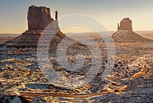 Beautiful view of the Monument Valley in Arizona during sunset