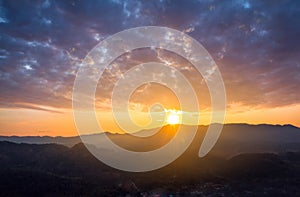 Beautiful view of the morning scenery, Golden light, Sunrise