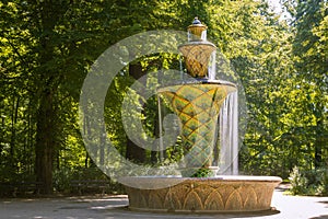 Beautiful view of the mosaic fountain in dresden, Germany