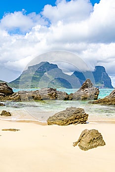 Beautiful view of Mount Lidgbird and Mount Gower on Lord Howe Island, New South Wales, Australia